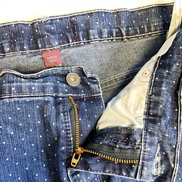 Gloria Vanderbilt Missy High Rise Polka Dot Straight Blue Denim Jeans Size 16 - Picture 3 of 8